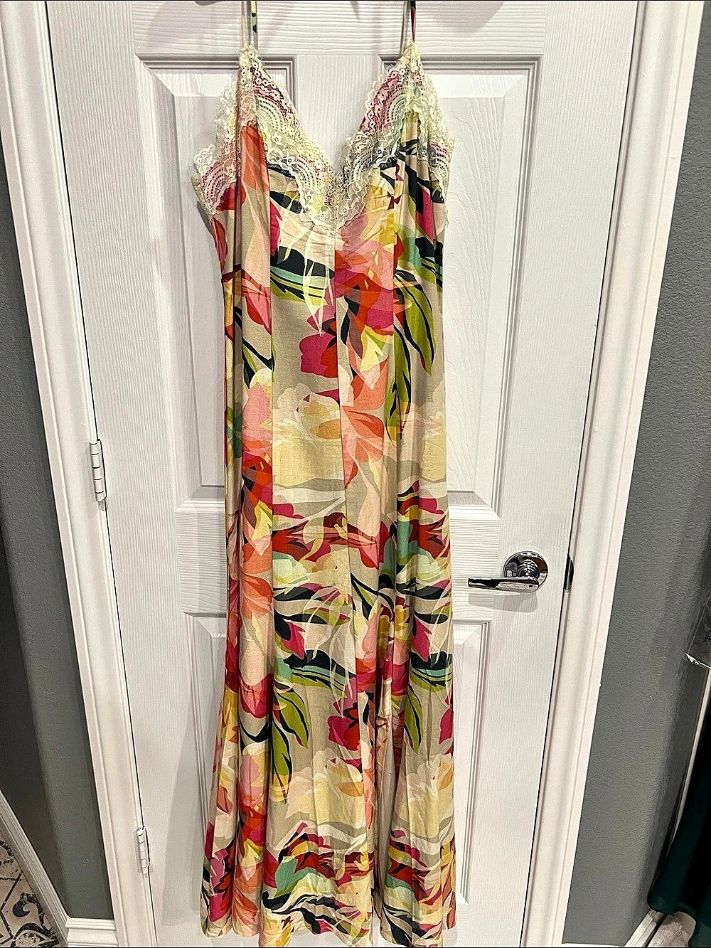 Hutch Abstract Floral Maxi Dress in Pink & Green Size Medium NWT